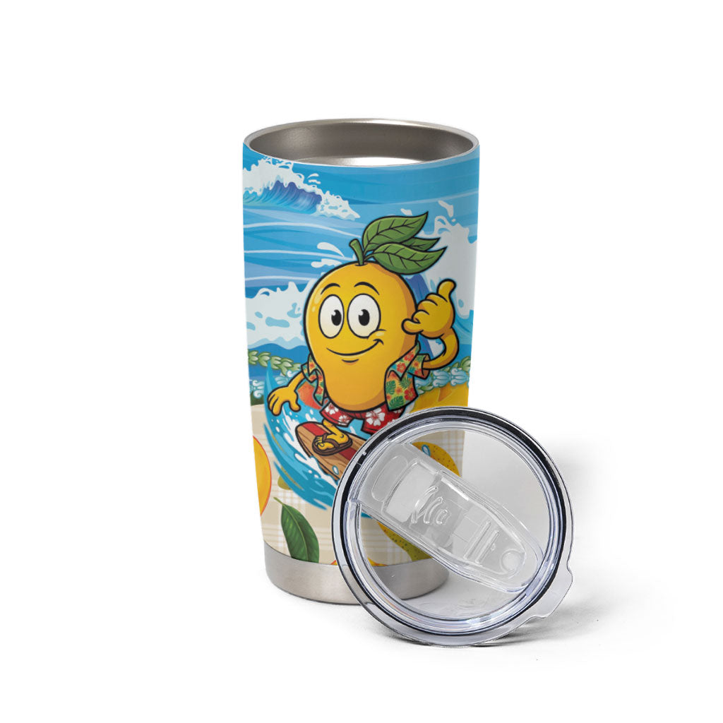 Aloha Hawaii Summer Tumbler Cup Hawaiian Lei Surfing Mango Palaka Motifs