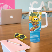 Aloha Hawaii Summer Tumbler With Handle Hawaiian Lei Surfing Mango Palaka Motifs