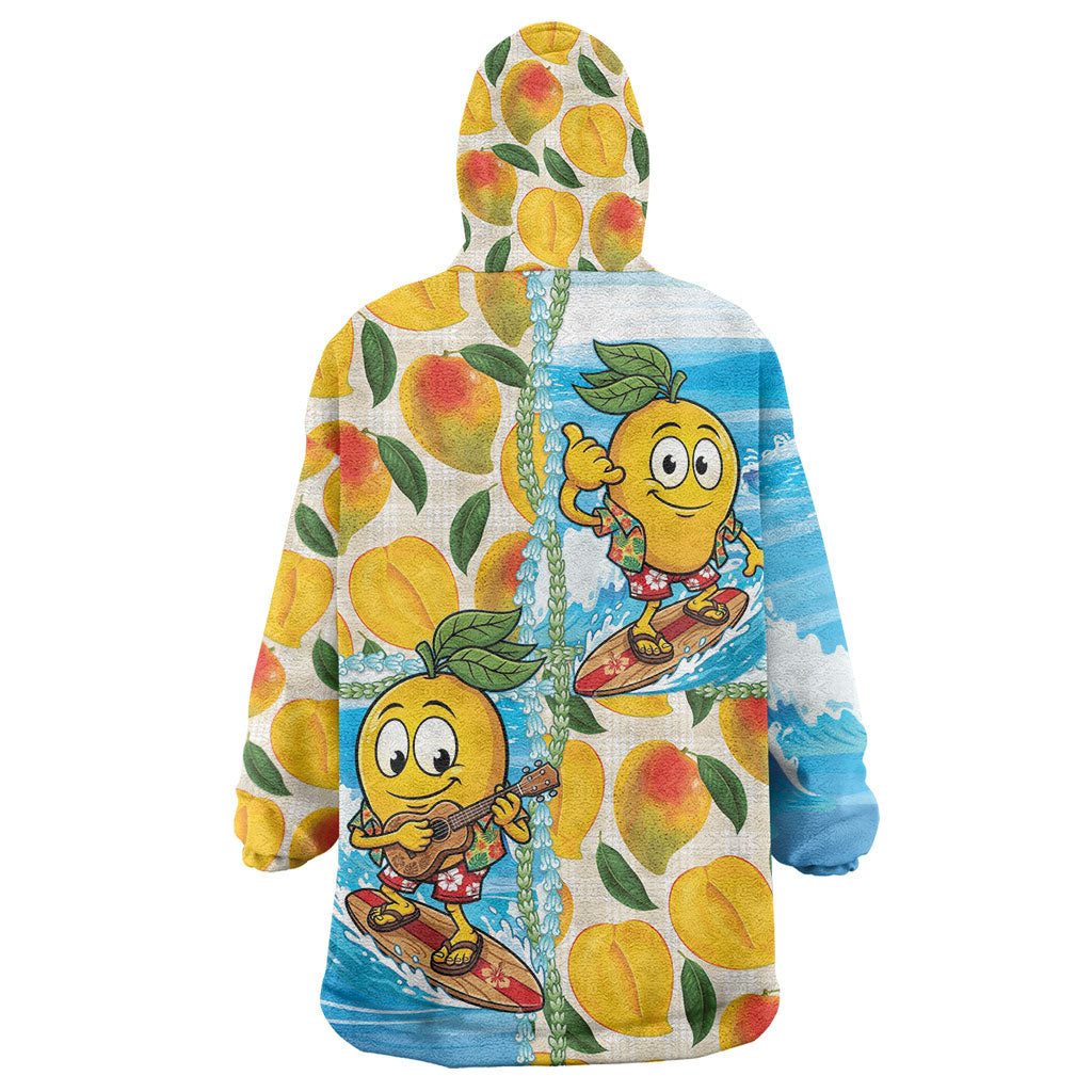 Aloha Hawaii Summer Wearable Blanket Hoodie Hawaiian Lei Surfing Mango Palaka Motifs