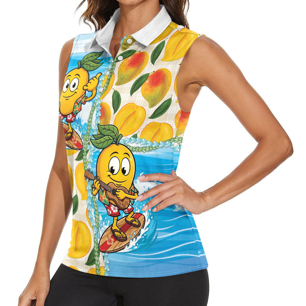 Aloha Hawaii Summer Women Sleeveless Polo Shirt Hawaiian Lei Surfing Mango Palaka Motifs