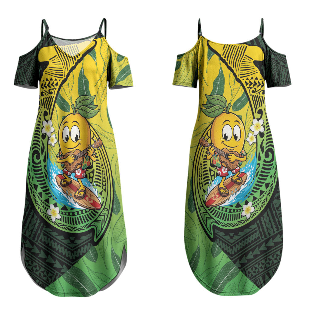 Hawaii Surfing Mango Couples Matching Summer Maxi Dress and Hawaiian Shirt Manako Polynesian Fish Hook