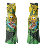 Hawaii Surfing Mango Couples Matching Tank Maxi Dress and Long Sleeve Button Shirt Manako Polynesian Fish Hook