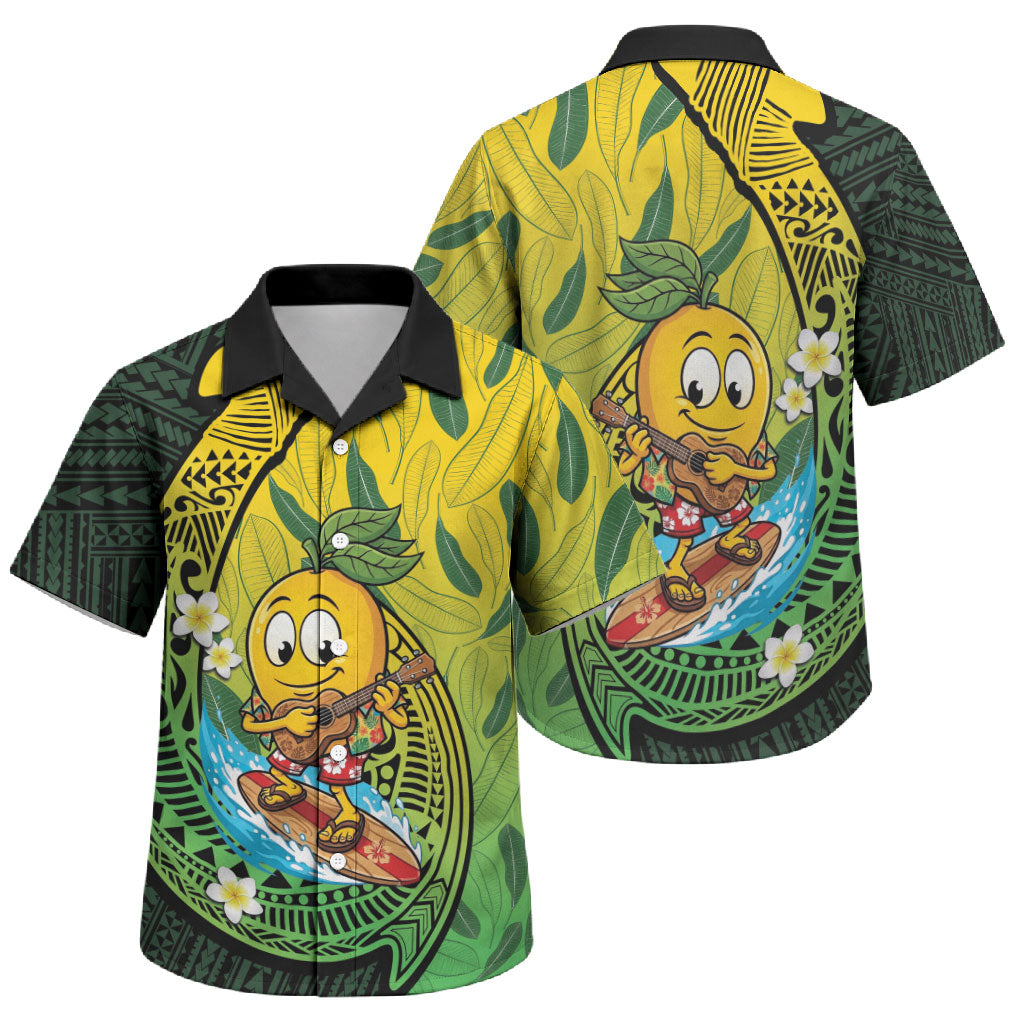 Hawaii Surfing Mango Family Matching Off Shoulder Short Dress and Hawaiian Shirt Manako Polynesian Fish Hook