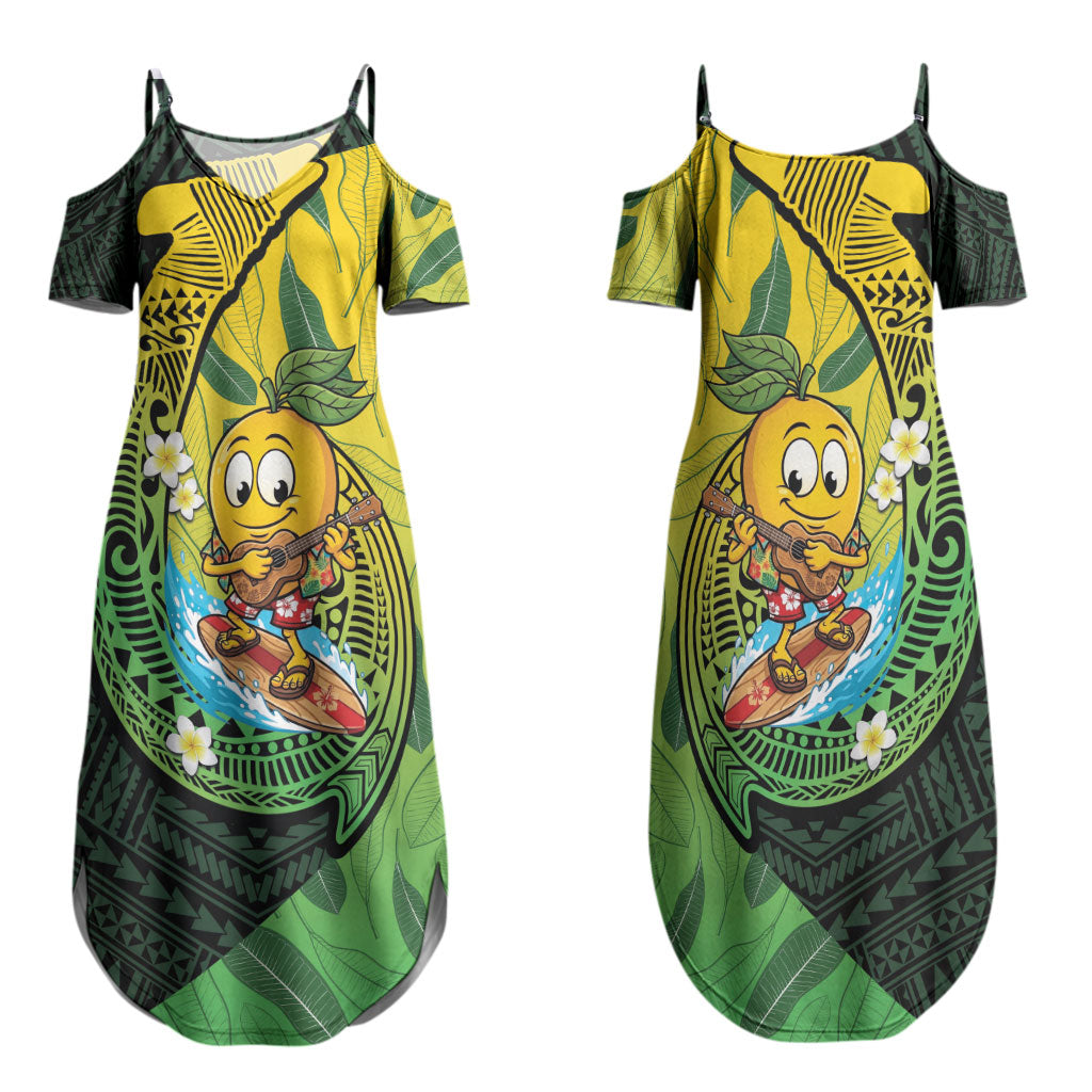 Hawaii Surfing Mango Family Matching Summer Maxi Dress and Hawaiian Shirt Manako Polynesian Fish Hook