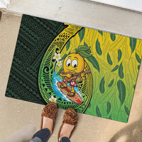 Hawaii Surfing Mango Rubber Doormat Manako Polynesian Fish Hook