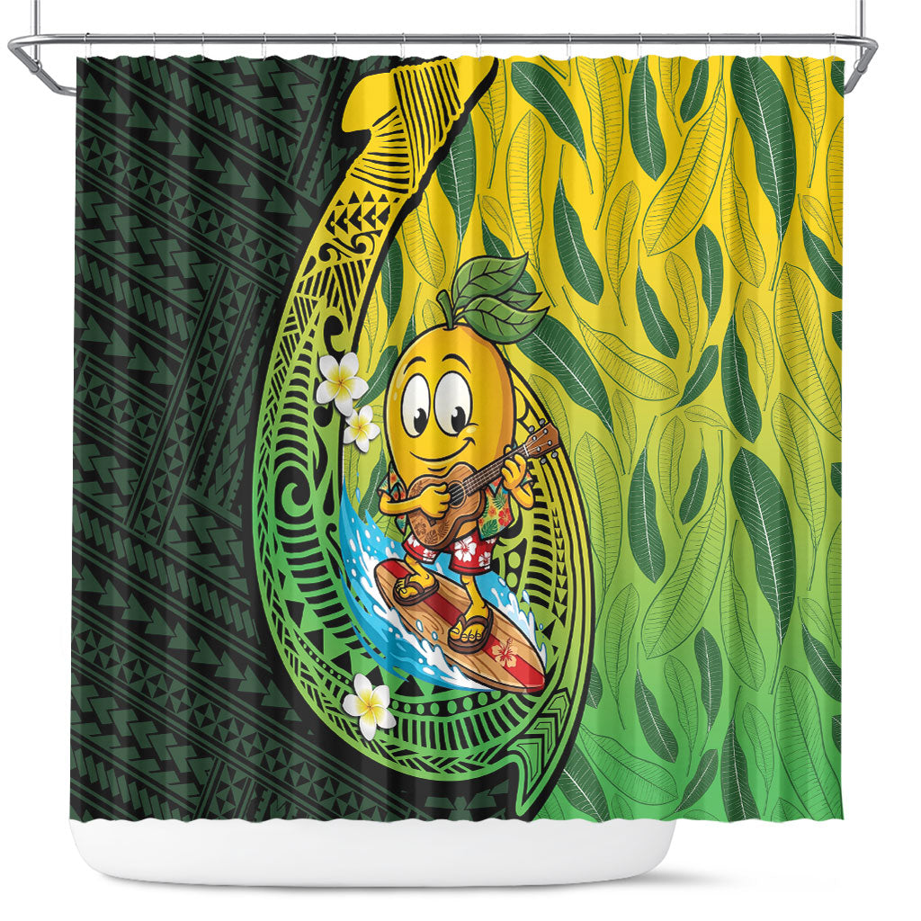 Hawaii Surfing Mango Shower Curtain Manako Polynesian Fish Hook LT14 Green - Polynesian Pride