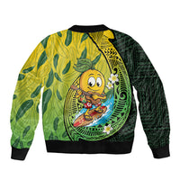 Hawaii Surfing Mango Sleeve Zip Bomber Jacket Manako Polynesian Fish Hook