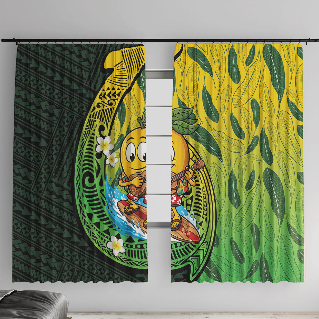 Hawaii Surfing Mango Window Curtain Manako Polynesian Fish Hook