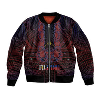 Filipino Barong Tagalog Inspired Personalised Bomber Jacket Mabuhay Philippines Festival Polynesian Pattern LT14 Unisex Black - Polynesian Pride