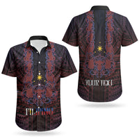Filipino Barong Tagalog Inspired Personalised Couples Matching Off The Shoulder Long Sleeve Dress and Hawaiian Shirt Mabuhay Philippines Festival Polynesian Pattern LT14 - Polynesian Pride