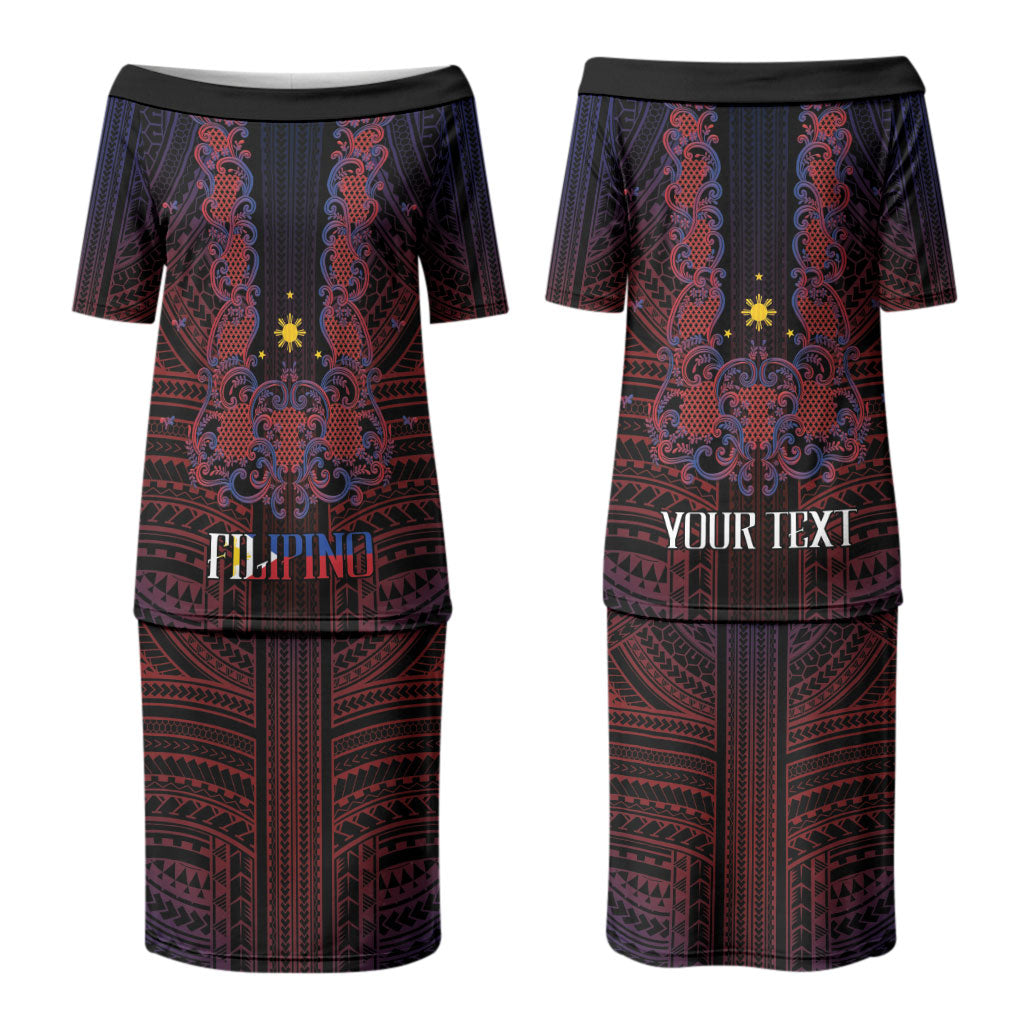 Filipino Barong Tagalog Inspired Personalised Couples Matching Puletasi and Hawaiian Shirt Mabuhay Philippines Festival Polynesian Pattern LT14 - Polynesian Pride