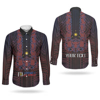 Filipino Barong Tagalog Inspired Personalised Couples Matching Tank Maxi Dress and Long Sleeve Button Shirt Mabuhay Philippines Festival Polynesian Pattern LT14 - Polynesian Pride