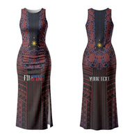Filipino Barong Tagalog Inspired Personalised Family Matching Tank Maxi Dress and Hawaiian Shirt Mabuhay Philippines Festival Polynesian Pattern LT14 Mom's Dress Black - Polynesian Pride