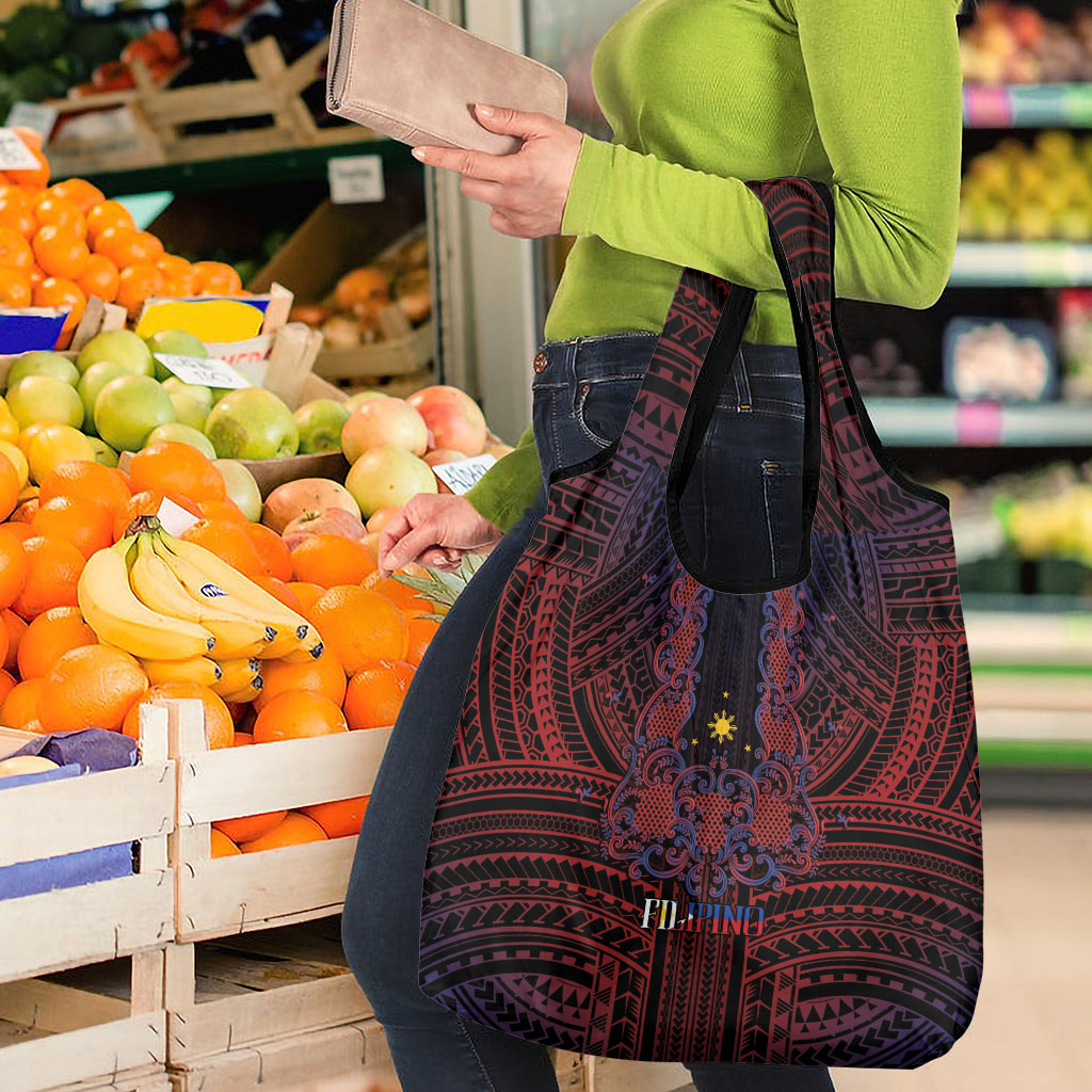 Filipino Barong Tagalog Inspired Grocery Bag Mabuhay Philippines Festival Polynesian Pattern LT14 - Polynesian Pride