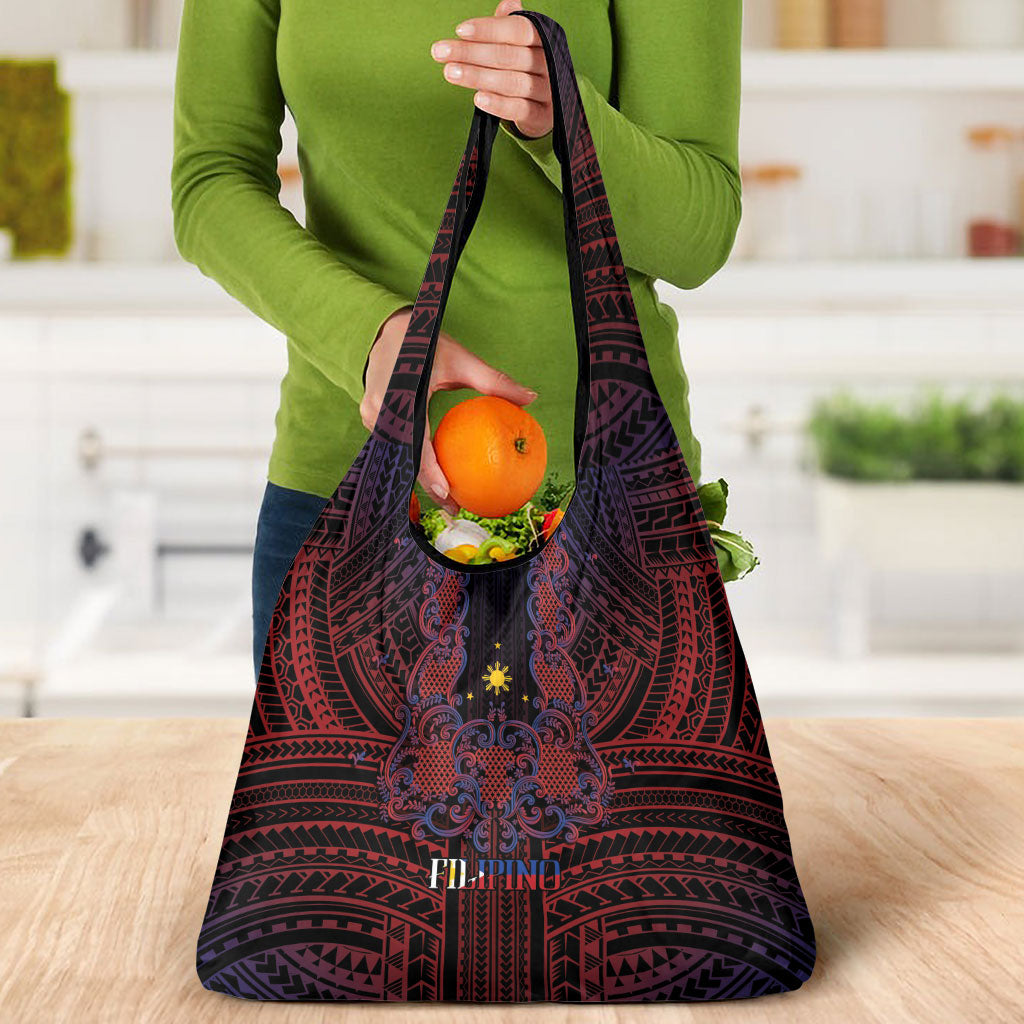 Filipino Barong Tagalog Inspired Grocery Bag Mabuhay Philippines Festival Polynesian Pattern LT14 - Polynesian Pride