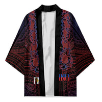 Filipino Barong Tagalog Inspired Personalised Kimono Mabuhay Philippines Festival Polynesian Pattern LT14 Unisex Black - Polynesian Pride