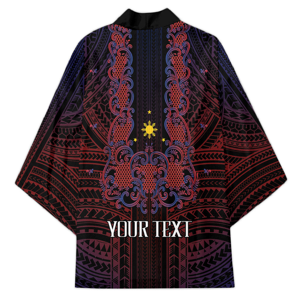 Filipino Barong Tagalog Inspired Personalised Kimono Mabuhay Philippines Festival Polynesian Pattern LT14 - Polynesian Pride