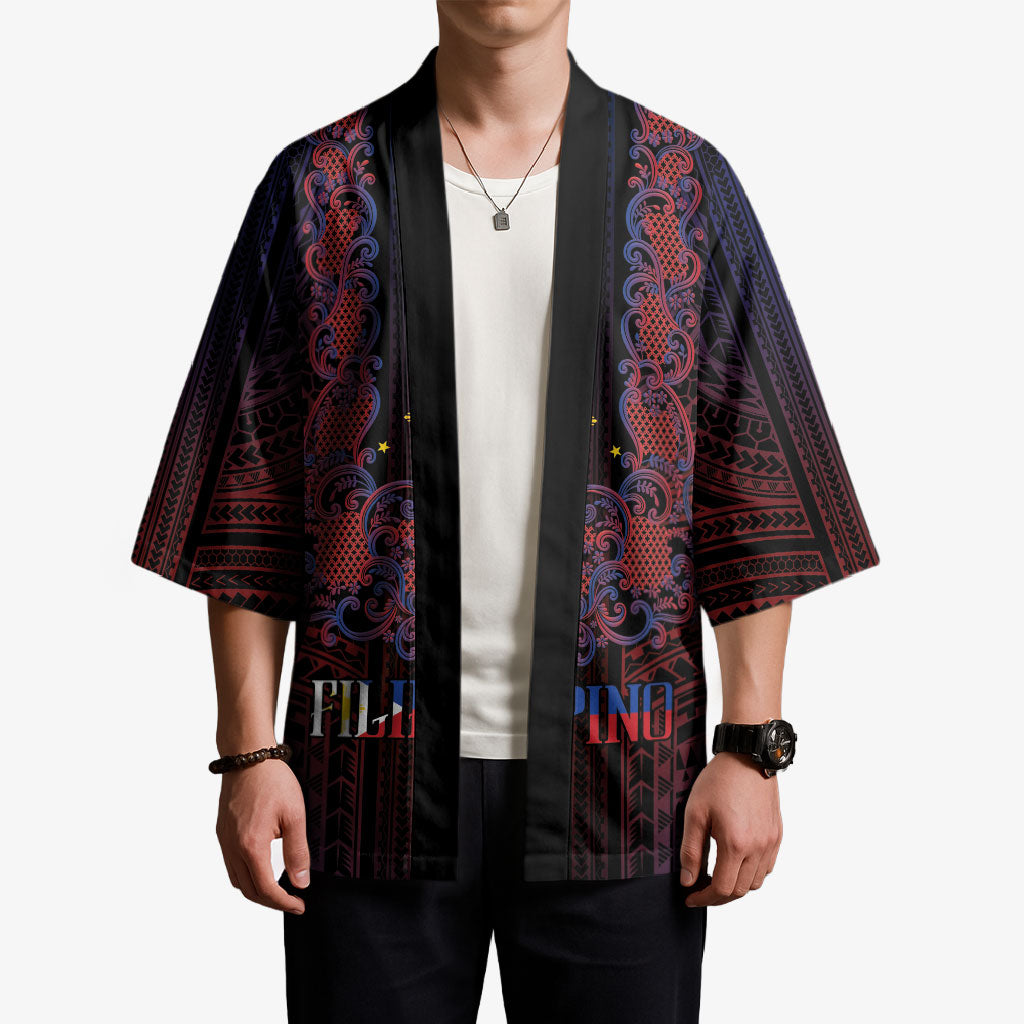 Filipino Barong Tagalog Inspired Personalised Kimono Mabuhay Philippines Festival Polynesian Pattern LT14 - Polynesian Pride