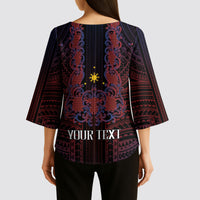 Filipino Barong Tagalog Inspired Personalised Kimono Sleeve Blouse Mabuhay Philippines Festival Polynesian Pattern LT14 - Polynesian Pride