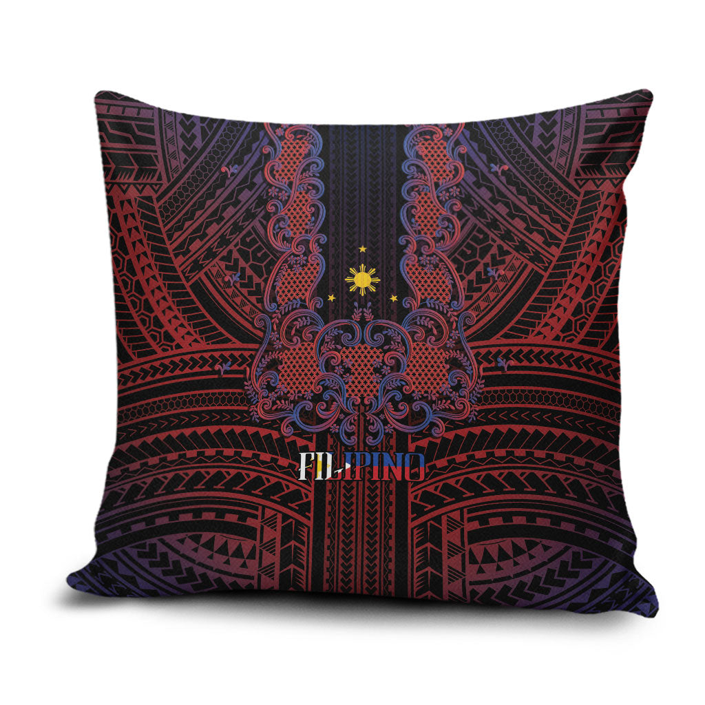 Filipino Barong Tagalog Inspired Pillow Cover Mabuhay Philippines Festival Polynesian Pattern LT14 Black - Polynesian Pride