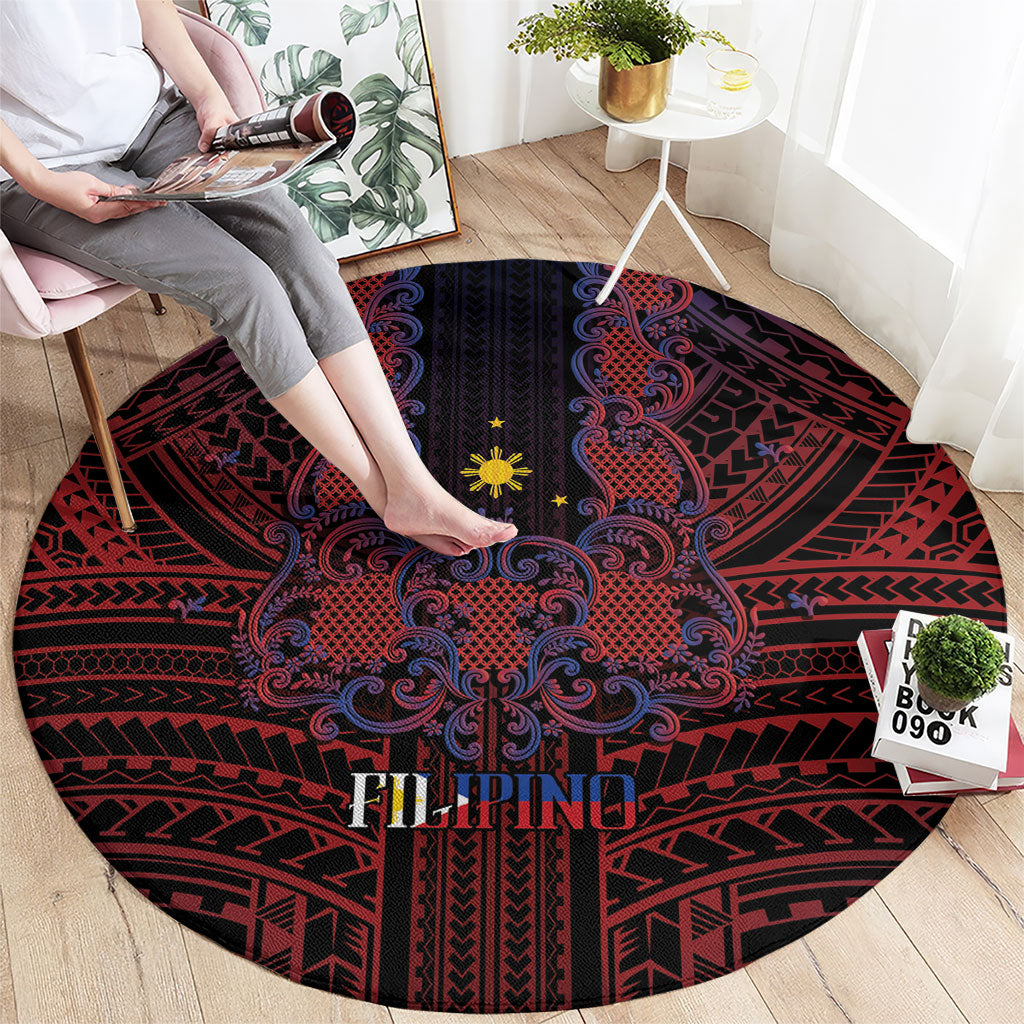 Filipino Barong Tagalog Inspired Round Carpet Mabuhay Philippines Festival Polynesian Pattern LT14 - Polynesian Pride