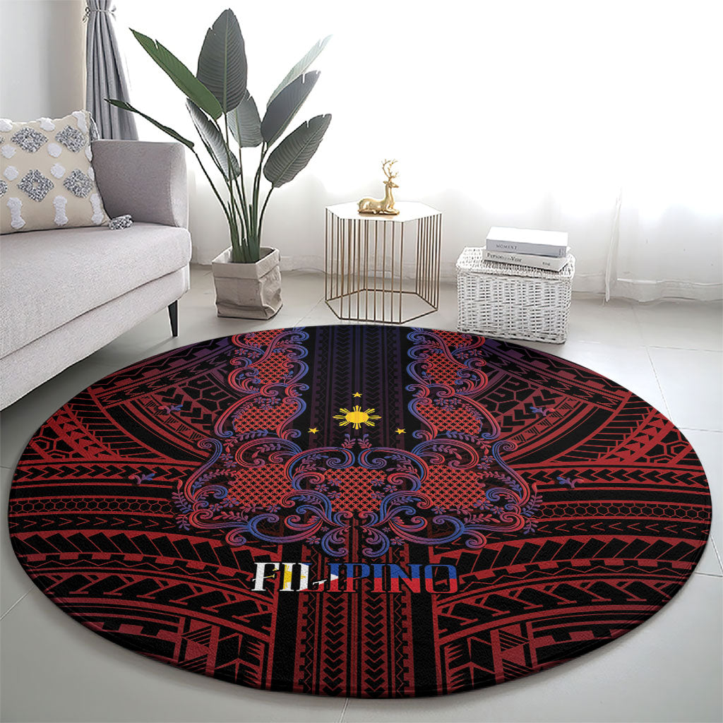 Filipino Barong Tagalog Inspired Round Carpet Mabuhay Philippines Festival Polynesian Pattern LT14 - Polynesian Pride
