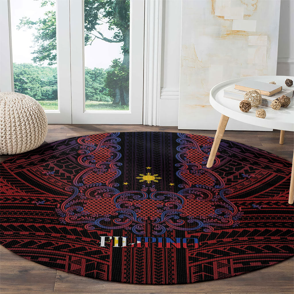 Filipino Barong Tagalog Inspired Round Carpet Mabuhay Philippines Festival Polynesian Pattern LT14 - Polynesian Pride