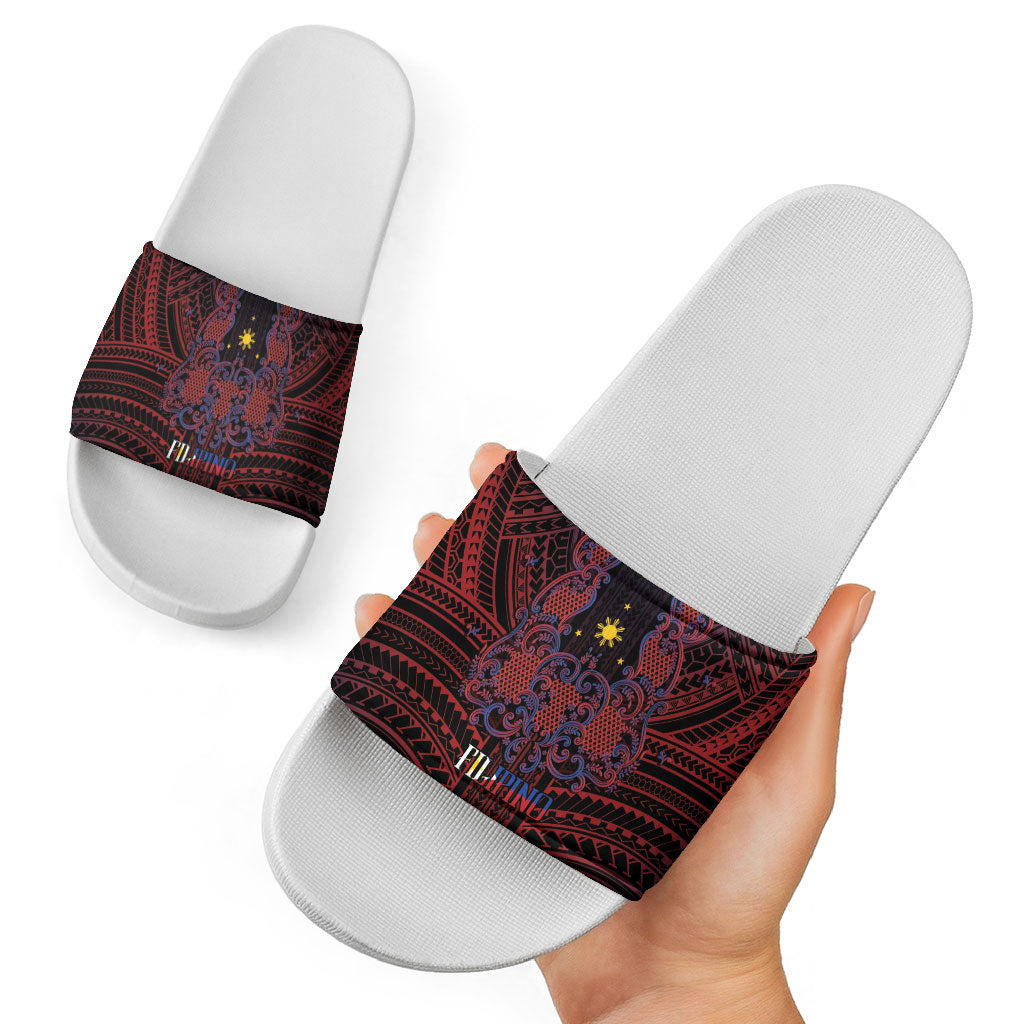 Filipino Barong Tagalog Inspired Slide Sandals Mabuhay Philippines Festival Polynesian Pattern LT14 - Polynesian Pride