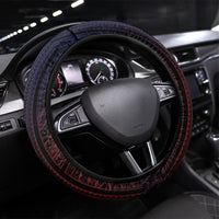 Filipino Barong Tagalog Inspired Steering Wheel Cover Mabuhay Philippines Festival Polynesian Pattern LT14 Universal Fit Black - Polynesian Pride