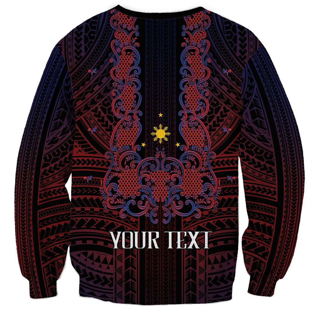 Filipino Barong Tagalog Inspired Personalised Sweatshirt Mabuhay Philippines Festival Polynesian Pattern LT14 - Polynesian Pride