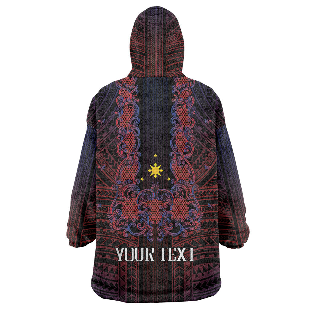 Filipino Barong Tagalog Inspired Personalised Wearable Blanket Hoodie Mabuhay Philippines Festival Polynesian Pattern LT14 - Polynesian Pride