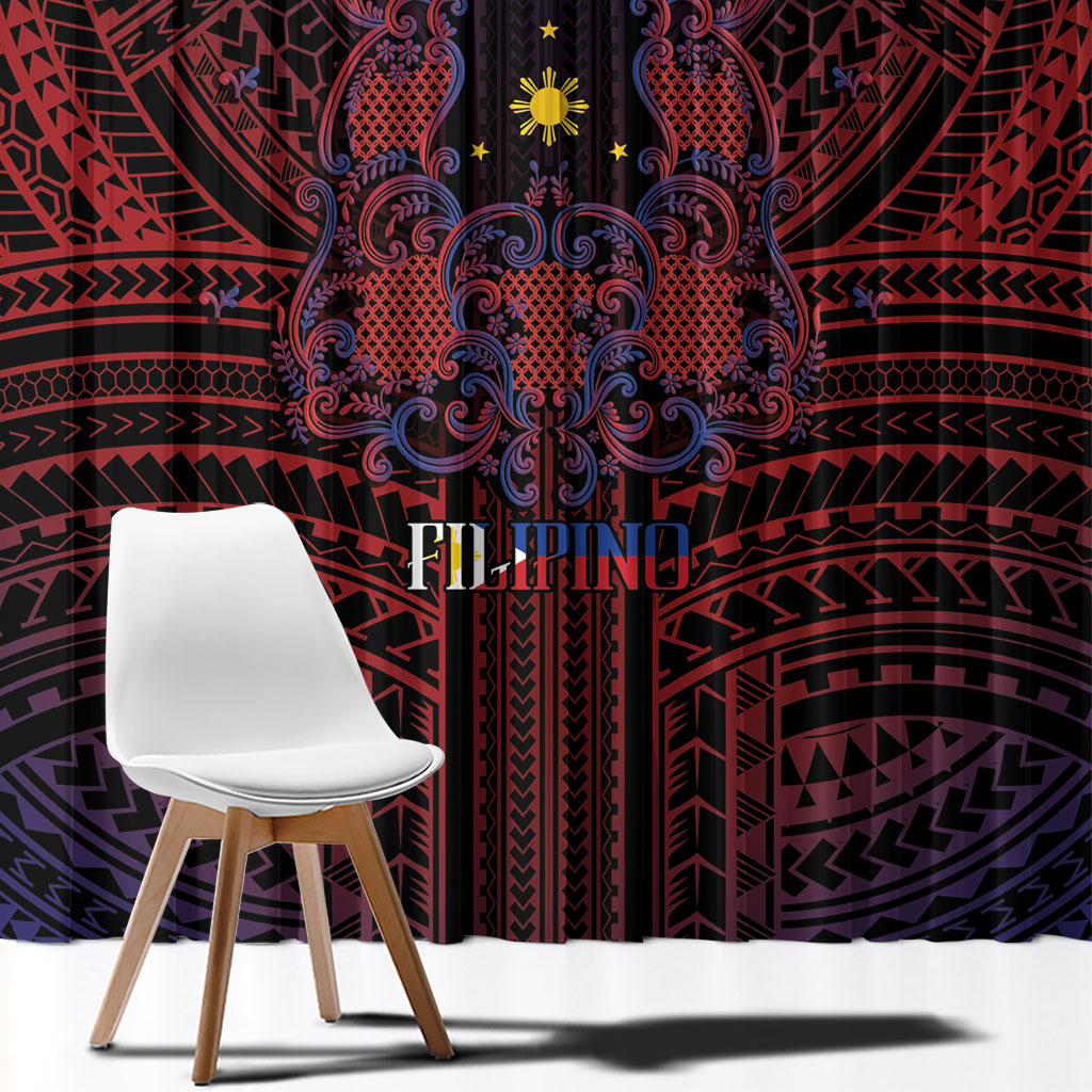Filipino Barong Tagalog Inspired Window Curtain Mabuhay Philippines Festival Polynesian Pattern LT14 - Polynesian Pride