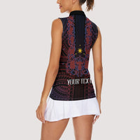 Filipino Barong Tagalog Inspired Personalised Women Sleeveless Polo Shirt Mabuhay Philippines Festival Polynesian Pattern LT14 - Polynesian Pride
