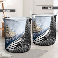 Personalised New Zealand Pakeha Laundry Basket Kiwi Silver Fern and Sailing Ship Compass LT14 - Polynesian Pride