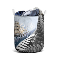 Personalised New Zealand Pakeha Laundry Basket Kiwi Silver Fern and Sailing Ship Compass LT14 - Polynesian Pride