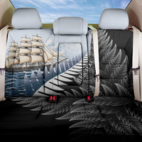Personalised New Zealand Pakeha Back Car Seat Cover Kiwi Silver Fern and Sailing Ship Compass LT14 One Size Blue - Polynesian Pride