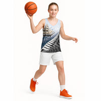 Personalised New Zealand Pakeha Basketball Jersey Kiwi Silver Fern and Sailing Ship Compass LT14 - Polynesian Pride