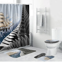 Personalised New Zealand Pakeha Bathroom Set Kiwi Silver Fern and Sailing Ship Compass LT14 Bathroom Set (4 pcs) Blue - Polynesian Pride