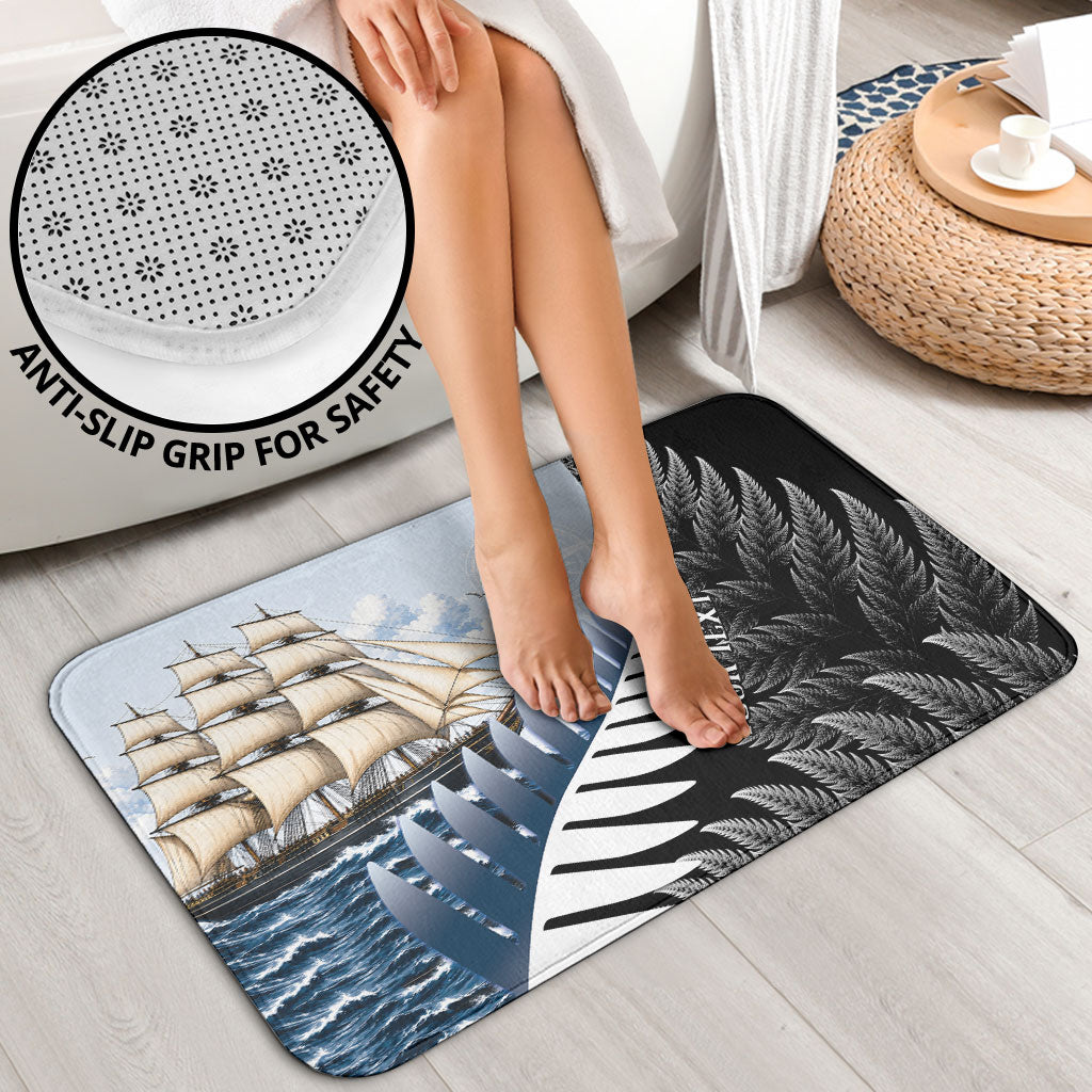 Personalised New Zealand Pakeha Bathroom Set Kiwi Silver Fern and Sailing Ship Compass LT14 - Polynesian Pride
