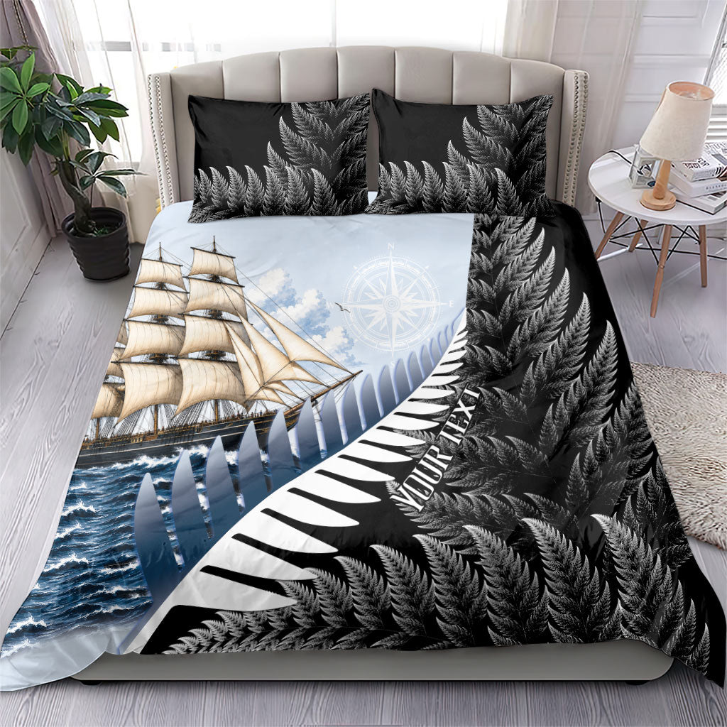Personalised New Zealand Pakeha Bedding Set Kiwi Silver Fern and Sailing Ship Compass LT14 - Polynesian Pride
