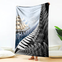 Personalised New Zealand Pakeha Blanket Kiwi Silver Fern and Sailing Ship Compass LT14 - Polynesian Pride