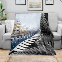 Personalised New Zealand Pakeha Blanket Kiwi Silver Fern and Sailing Ship Compass LT14 - Polynesian Pride