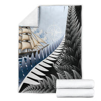 Personalised New Zealand Pakeha Blanket Kiwi Silver Fern and Sailing Ship Compass LT14 - Polynesian Pride