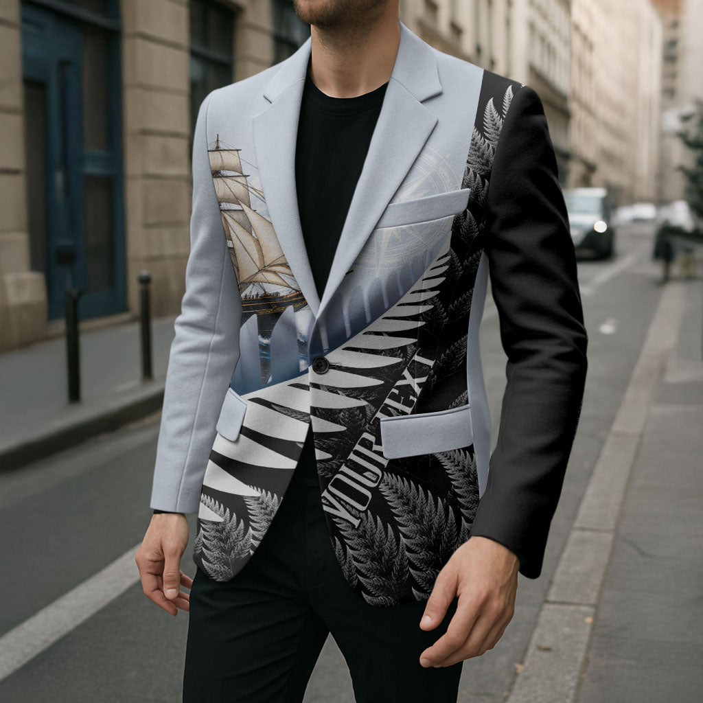 Personalised New Zealand Pakeha Blazer Kiwi Silver Fern and Sailing Ship Compass LT14 - Polynesian Pride