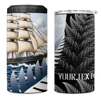 Personalised New Zealand Pakeha 4 in 1 Can Cooler Tumbler Kiwi Silver Fern and Sailing Ship Compass LT14 One Size: 16 oz Blue - Polynesian Pride