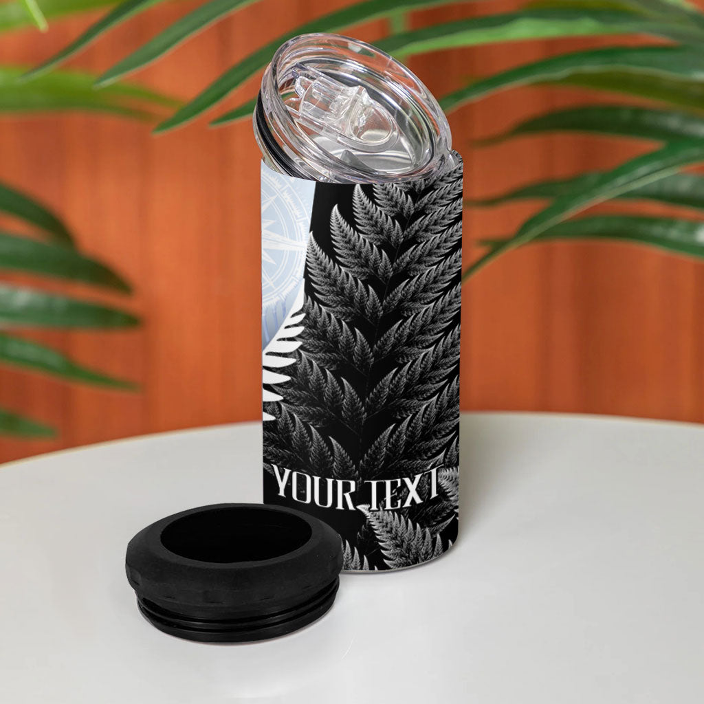 Personalised New Zealand Pakeha 4 in 1 Can Cooler Tumbler Kiwi Silver Fern and Sailing Ship Compass LT14 - Polynesian Pride