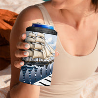 Personalised New Zealand Pakeha 4 in 1 Can Cooler Tumbler Kiwi Silver Fern and Sailing Ship Compass LT14 - Polynesian Pride