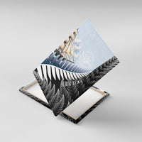 Personalised New Zealand Pakeha Canvas Wall Art Kiwi Silver Fern and Sailing Ship Compass LT14 With Frame Blue - Polynesian Pride
