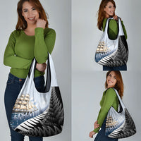 Personalised New Zealand Pakeha Grocery Bag Kiwi Silver Fern and Sailing Ship Compass LT14 - Polynesian Pride