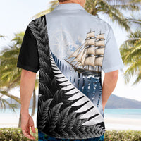 Personalised New Zealand Pakeha Hawaiian Shirt Kiwi Silver Fern and Sailing Ship Compass LT14 - Polynesian Pride